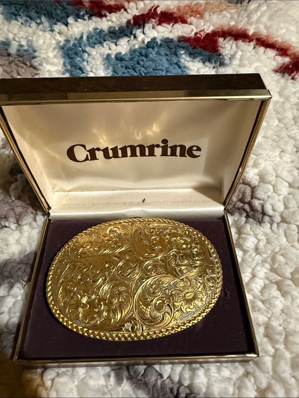 Crumrine Gold Floral Engraved Belt Buckle